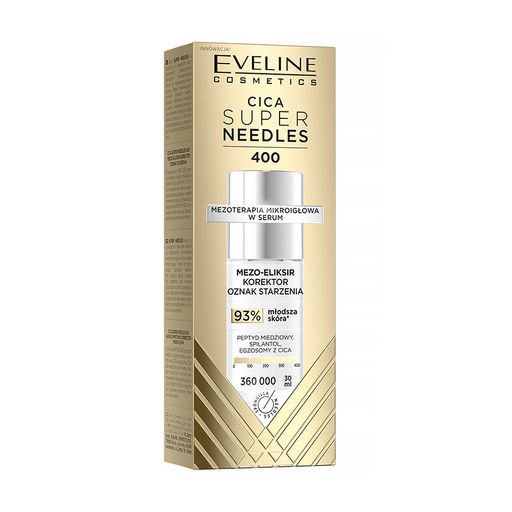 Уцінка! Мезо-еліксир коректор ознак старіння шкіри обличчя Eveline Cosmetics Cica Super Needles 400, 30 мл