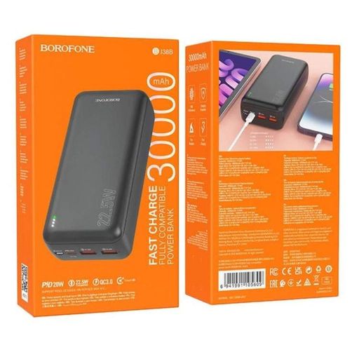 Power Bank УМБ BOROFONE BJ38B 30000 mAh 2USB Type-C 2A черный (1421753)