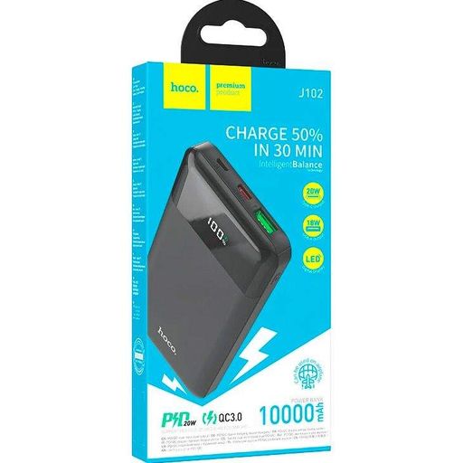 Внешний аккумулятор Hoco J102 Cool Figure 10000mAh 20W Black [101320] (1421853)