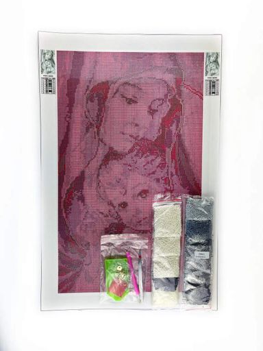 Алмазна мозаїка Ікона Богородиця з Ісусом в сірих кольорах 30х50 см ColorArt TP901 (1423719)