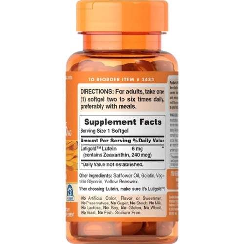 Лютеин Puritan's Pride Lutigold Lutein 6 mg 200 Softgels (1431298)
