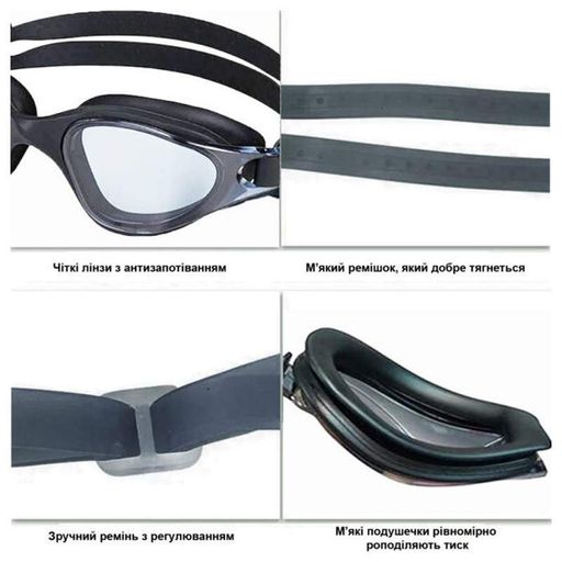 Окуляри для плавання Quest Swimming NE-PL-800-G сірі (1435186)
