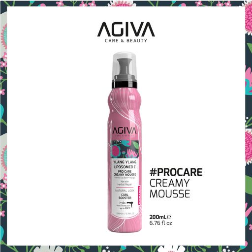 Уценка! Пенка для волос Agiva Ylang Ylang Liposomed C Pro Care Creamy Mousse Эластичная фиксация, 200 мл