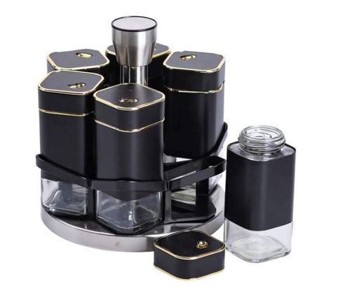 Органайзер набор  Condiment Set для специй на подставке с 6 ёмкостями по 120 мл Чёрный (1454331)
