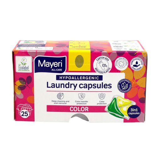 Капсулы для стирки цветных вещей Mayeri Hypoallergenic Laundry Capsules Color, 25 стирок, 25 шт