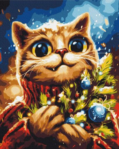 Картина по номерам Brushme 40x50см "Новогодний котик © Марианна Пащук" BS53870 (1458448)