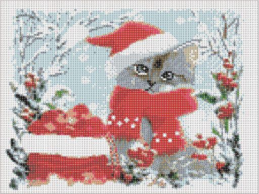 Алмазна мозаїка Різдвяний котик 30 * 40см Santi (954127) (1462286)
