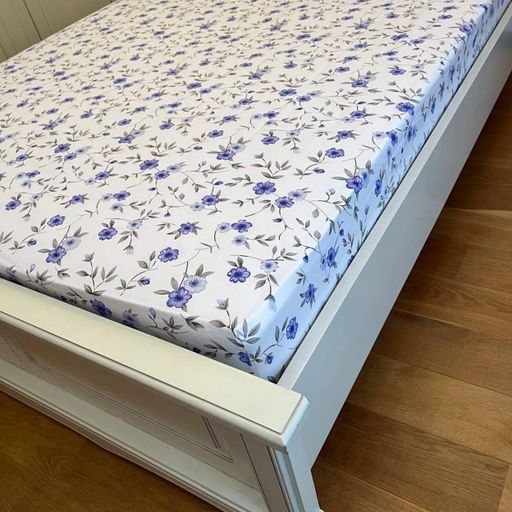 Простирадло на резинці 140х200 біле Квіти Бязь Голд Ananasko PR385 (1468659)