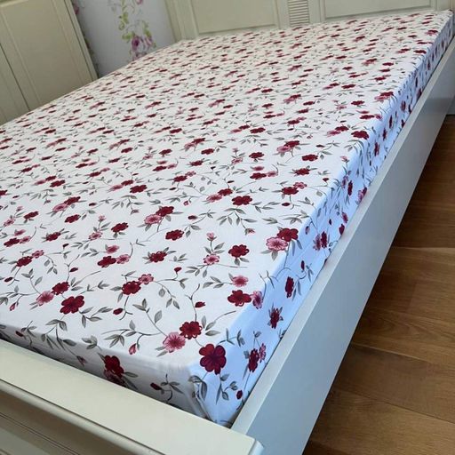 Простирадло на резинці 140х200 біле Квіти Бязь Голд Ananasko PR386 (1468709)