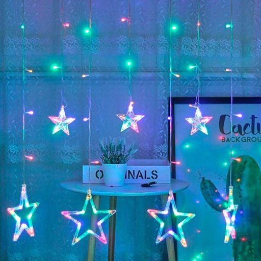Гирлянда новогодняя STAR CURTAIN Звезды 3 х 0.8 х 0.5 м 12М (7753) Мультицветная (1471617)