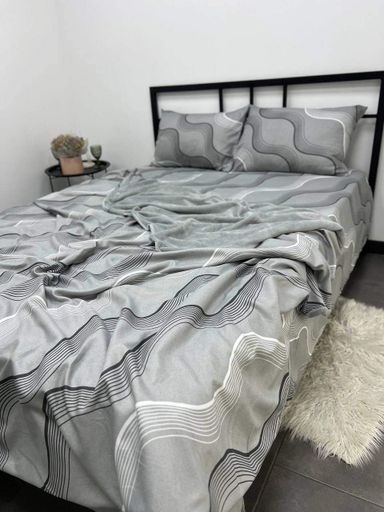 Комплект постільної білизни євро 200х230 фаланель з велюром Colorful Home наволочки 50х70 сірий хвилі (1472279)