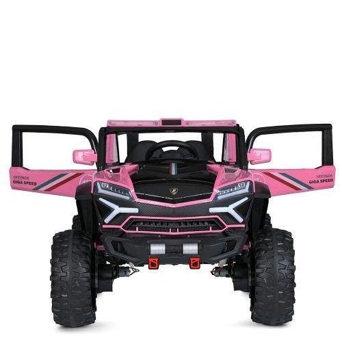 Дитячий електромобіль Bambi Racer Джип M 6024EBLR-8 (24V), рожевий, 4 мотори по 45W, EVA колеса, шкіряне сидіння (1481982)