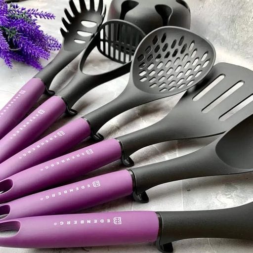 Набор кухонных принадлежностей на подставке 7 предметов Edenberg EB-3607 из нейлона Violet (1482736)