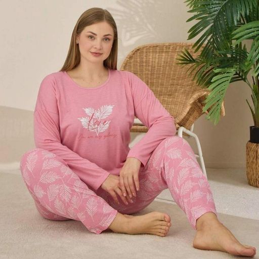 Пижама (кофта+штаны) женская теплая Трикотаж 4XL розовый Tropik PIJAMONI PJ7330-3 (1483024)
