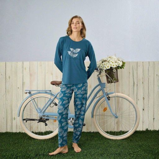 Пижама (кофта+штаны) женская теплая Трикотаж 5XL морская волна Tropik PIJAMONI PJ7330-4 (1483028)