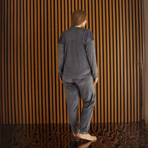 Пижама-костюм (кофта+штаны) женская теплая Велюр 3XL графит PIJAMONI PJ4220-10 (1483050)