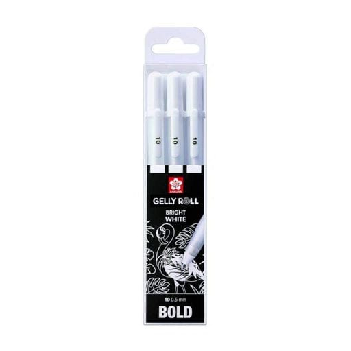 Набор гелевых ручек BASIC 10 FINE BOLD 3шт Белые Sakura (1487375)