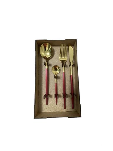 Набір столових приборів Kitchen бордовий на 2 персони (код: SKU-1643373491) (1489182)
