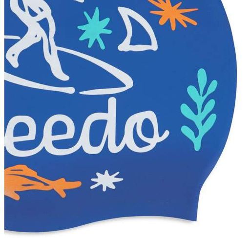 Шапка для плавання Speedo SLOGAN PRT CAP JU/JF/JM синій, білий Діт OSFM (1490388)