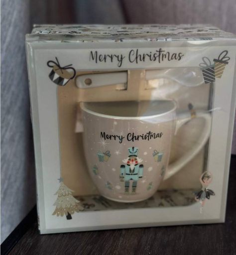 Новогодняя чашка Elisey 9150-002-1 Merry Christmas керамическая с ложкой 175 мл Бежевый (1491765)