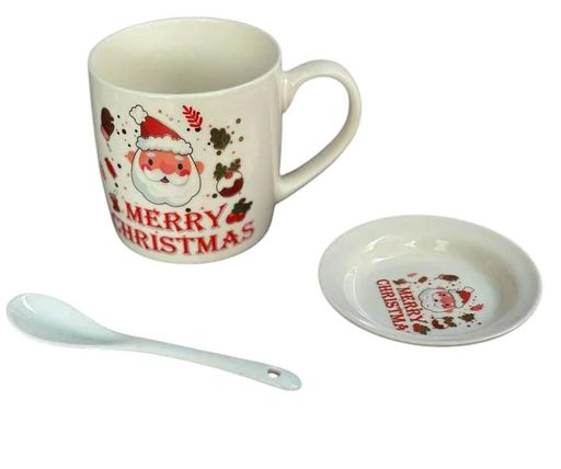 Чашка новогодняя Elisey 9150-005-1 Merry Christmas керамическая с ложкой и блюдцем 350 мл Белый (1491767)