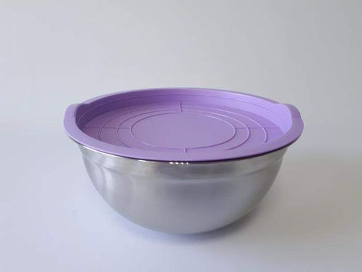 Миска кухонная из нержавеющей стали глубокая с крышкой D 24 cm H 11,5 cm 3,1 литра для столовой Нержавейка (1494878)