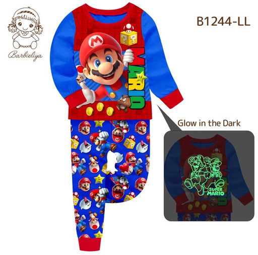 Детская пижама для мальчиков Марио | Mario brothers | светится в темноте | 14 года рост 158-164см | цвет синий (1505637)