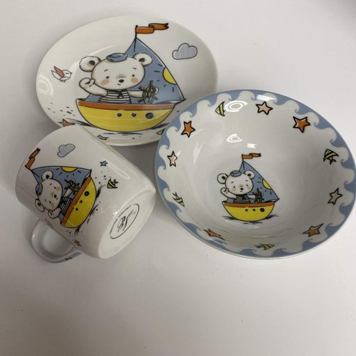 Набір порцелянового дитячого посуду Little Sailor 3 предмета Limited Edition C805 (1507652)