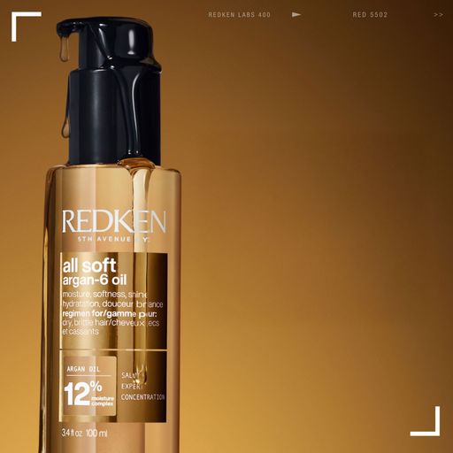 Масло Redken All Soft Argan-6 Oil для блеска сухих и ломких волос, с арганом, 100 мл
