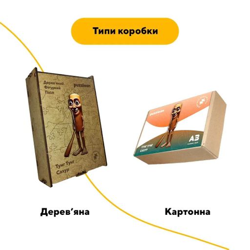 Дерев'яний фігурний пазл Тунг Тунг Сахур, А1, Картонна коробка 500+ елементів (1519110)