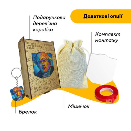 Пазл дерев'яний Борис Джонсон, А2, Дерев'яна коробка 300+ елементів (1519358)