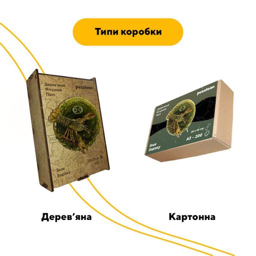 Пазл дерев'яний Знак Зодіаку Рак, А1, Картонна коробка 500+ елементів (1519362)