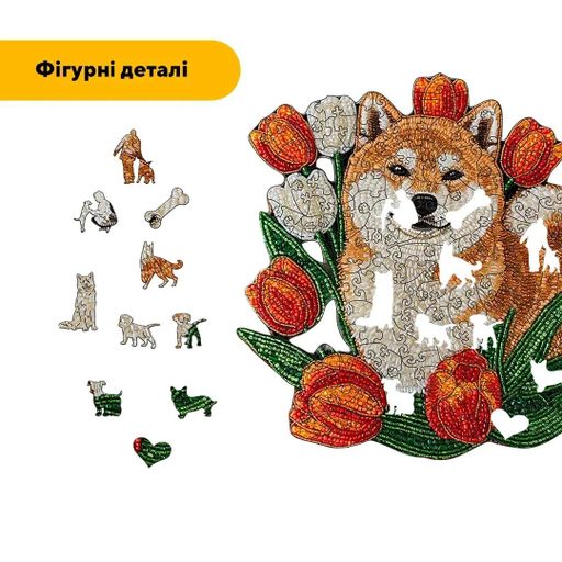 Дерев'яний фігурний пазл Мозаїка Акіта, А5, Картонна коробка 35 елементів (1519807)