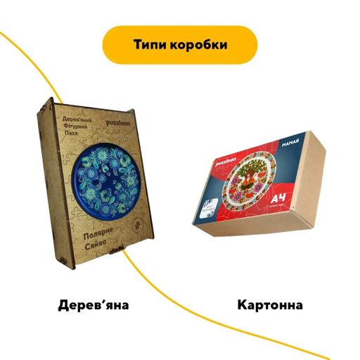 Дерев'яний фігурний пазл Петриківський Розпис Полярне Сяйво Катерини Каракуці, А3, Дерев'яна коробка 200 елементів (1519836)