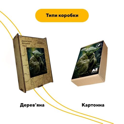 Дерев'яний фігурний пазл Мудрець Йода, А4, Картонна коробка 100 елементів (1520485)