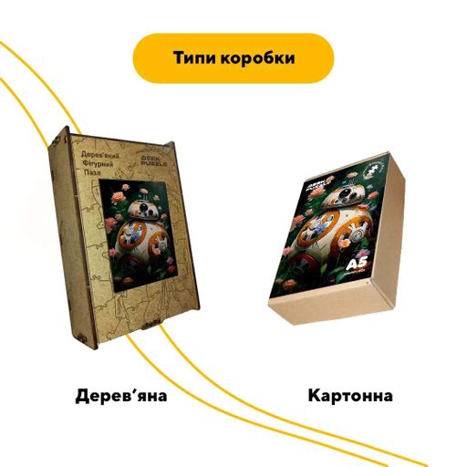 Дерев'яний фігурний пазл Квітучий Дроїд, А3, Картонна коробка 200 елементів (1520610)