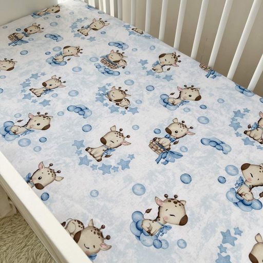 Простынь на резинке Baby Comfort 120*60 см бязь Жираф голубой (1521203)