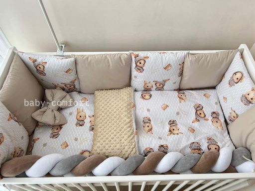 Комплект постельного белья Baby Comfort Fluffy Зайчики бежевый 7 элементов (1521287)