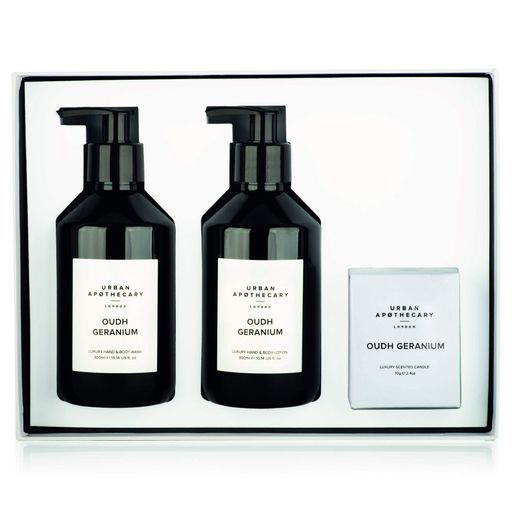 Набір Oudh Geranium Body &amp; Home Collection - гель для душу, лосьйон 300 мл, свічка 70 г (UALWOGBHC) (1521966)