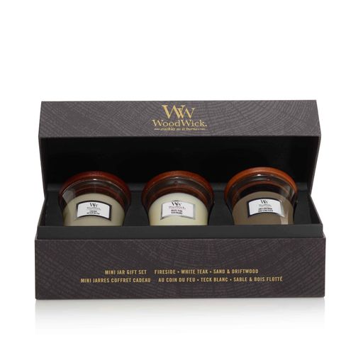 Набор свечей Woodwick Mini Fireside, Sand and driftwood, White teak (1522010)