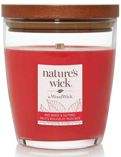 Ароматическая свеча с ароматом красных ягод и мускатного ореха Woodwick Nature’s Wick Redberry &amp; Nutmeg 284 г (1522076)