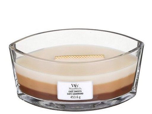 Ароматическая свеча в стекле с трехслойным ароматом Woodwick Ellipse Trilogy Cafe Sweets 453 г (76904E) (1522250)