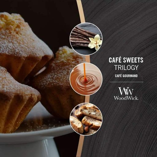 Ароматическая свеча в стекле с трехслойным ароматом Woodwick Ellipse Trilogy Cafe Sweets 453 г (76904E) (1522250)