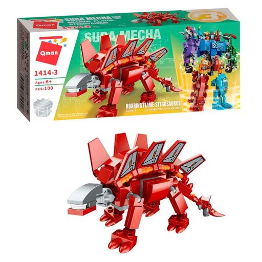 Конструктор Qman 1414-1-6 трансформер (робот+динозавр) 93 дет Stegosaurus Детский (1522425)