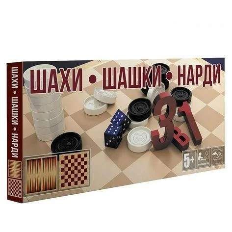Настольная игра шахматы, шашки, нарды S0003, 3в1 MToys (8 см) (1523044)
