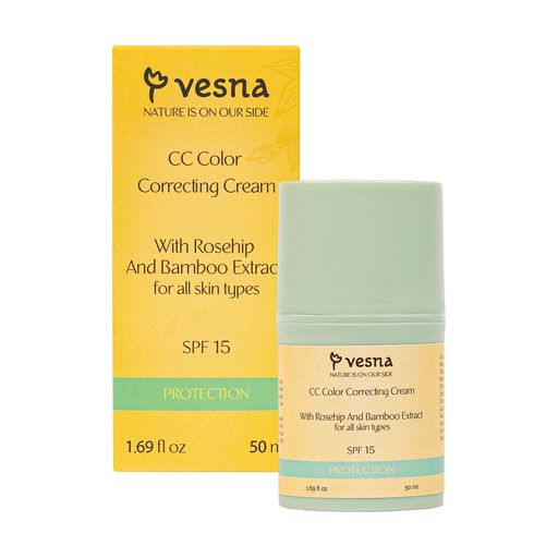СС-крем для коррекции тона кожи лица Vesna CC Color Correcting Cream, SPF 15, 50 мл