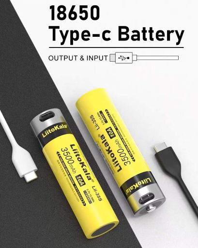 Акумулятор LiitoKala 18650 Lii-35S Li-ion 3500mAh 3.7V Type-C Жовтий (2663276247) (1529052)