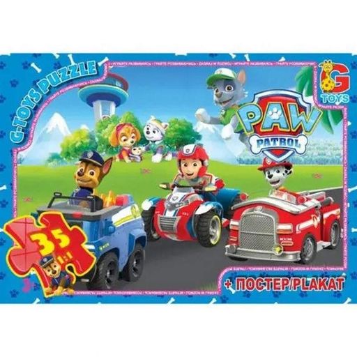Пазл детский "Paw Patrol" Щенячий патруль G-Toys PW0819, 35 элементов (1532553)