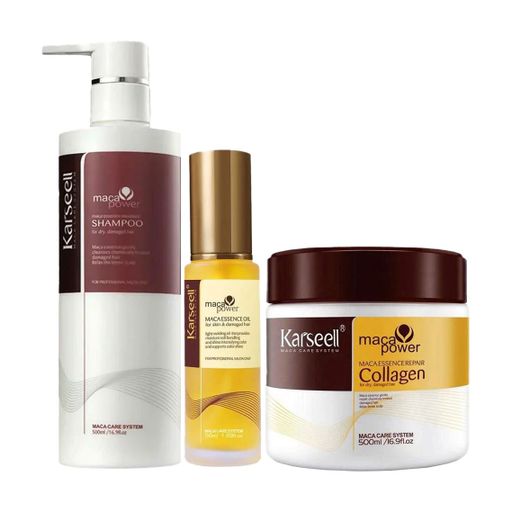 Набір для волосся Karseell Maca Power Maca Essence Moisturizing Repair Set (маска, 500 мл + олія, 50 мл + шампунь, 500 мл)