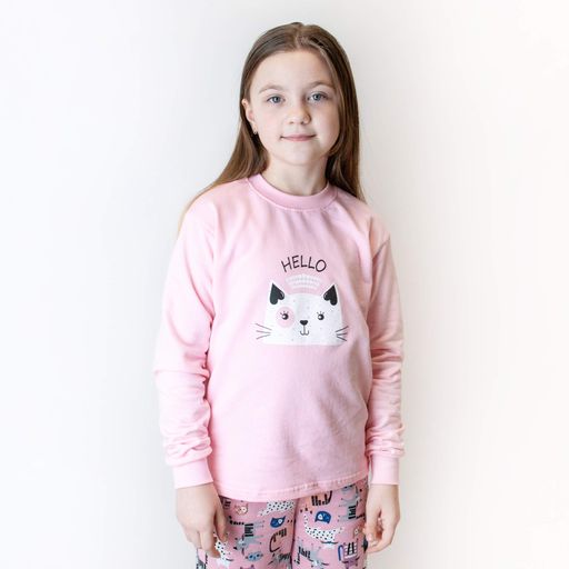 Пижама для девочки Dexter`s с начесо с принтом котика hello cat   140 см (1537745)